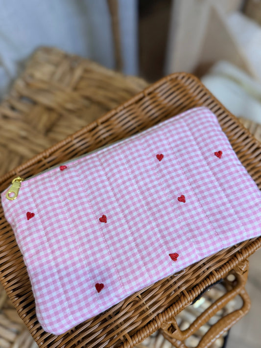 SALE: Heart Gingham Pouch