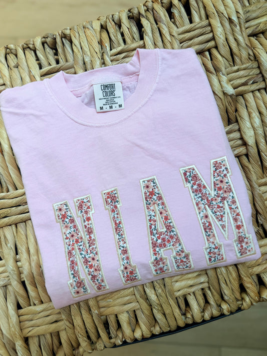 SALE: Floral Niam/Nam/Mama T-Shirt | Pink Color (Med)