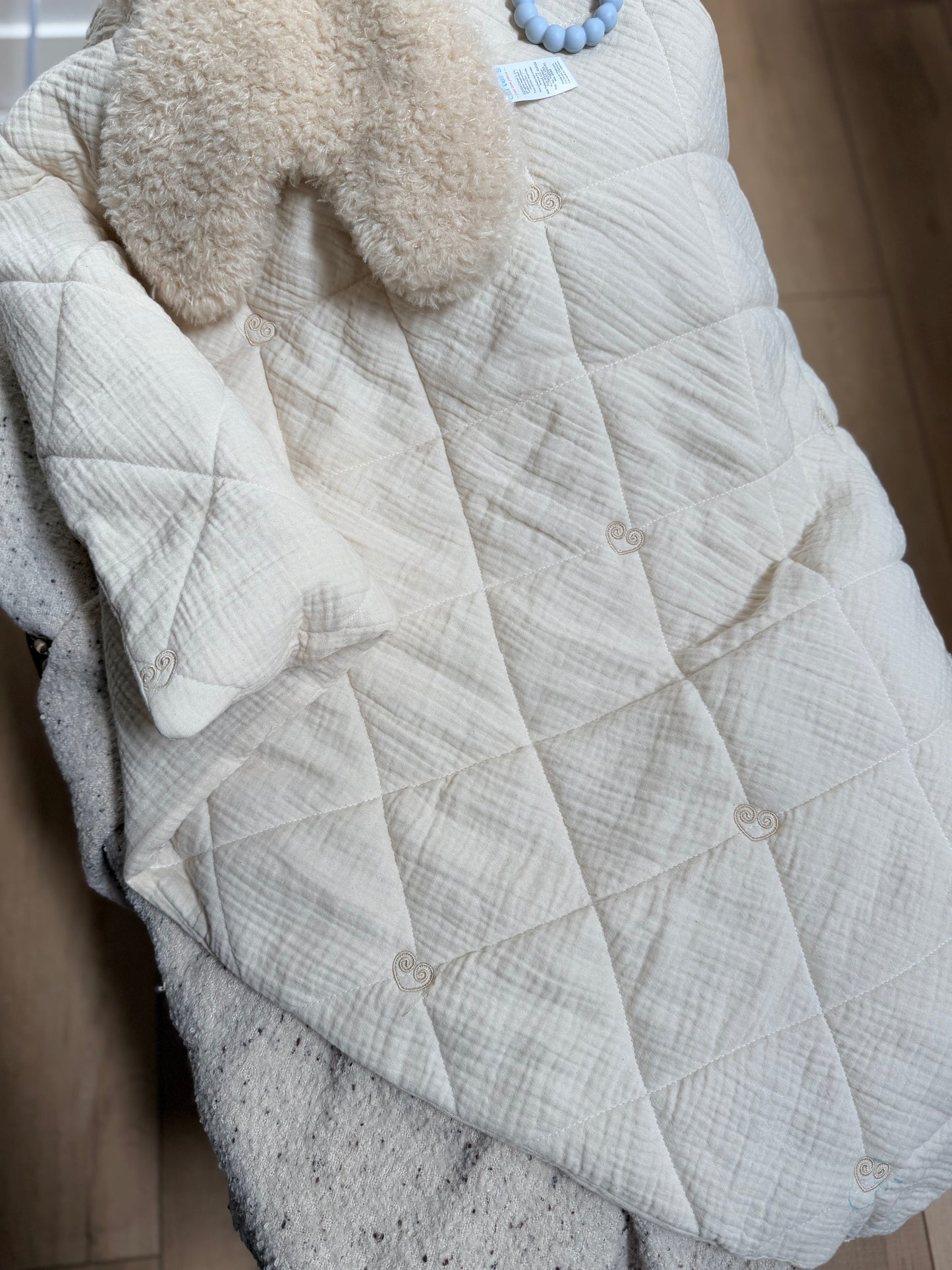 Quilted Double Gauze Hmong Heart Baby Blanket