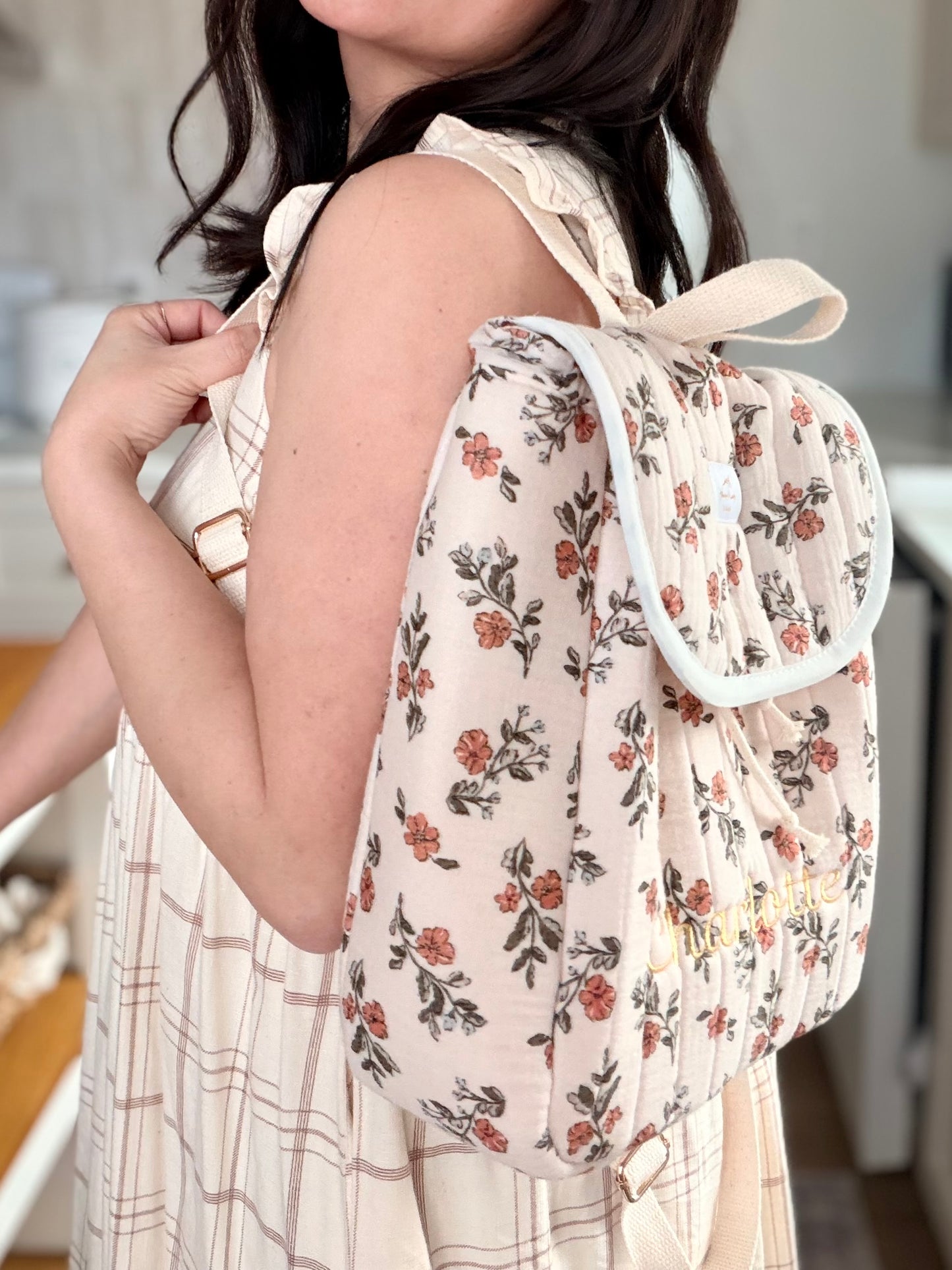 Youth and Adult Backpack – Quilted Double Gauze, Personalizable
