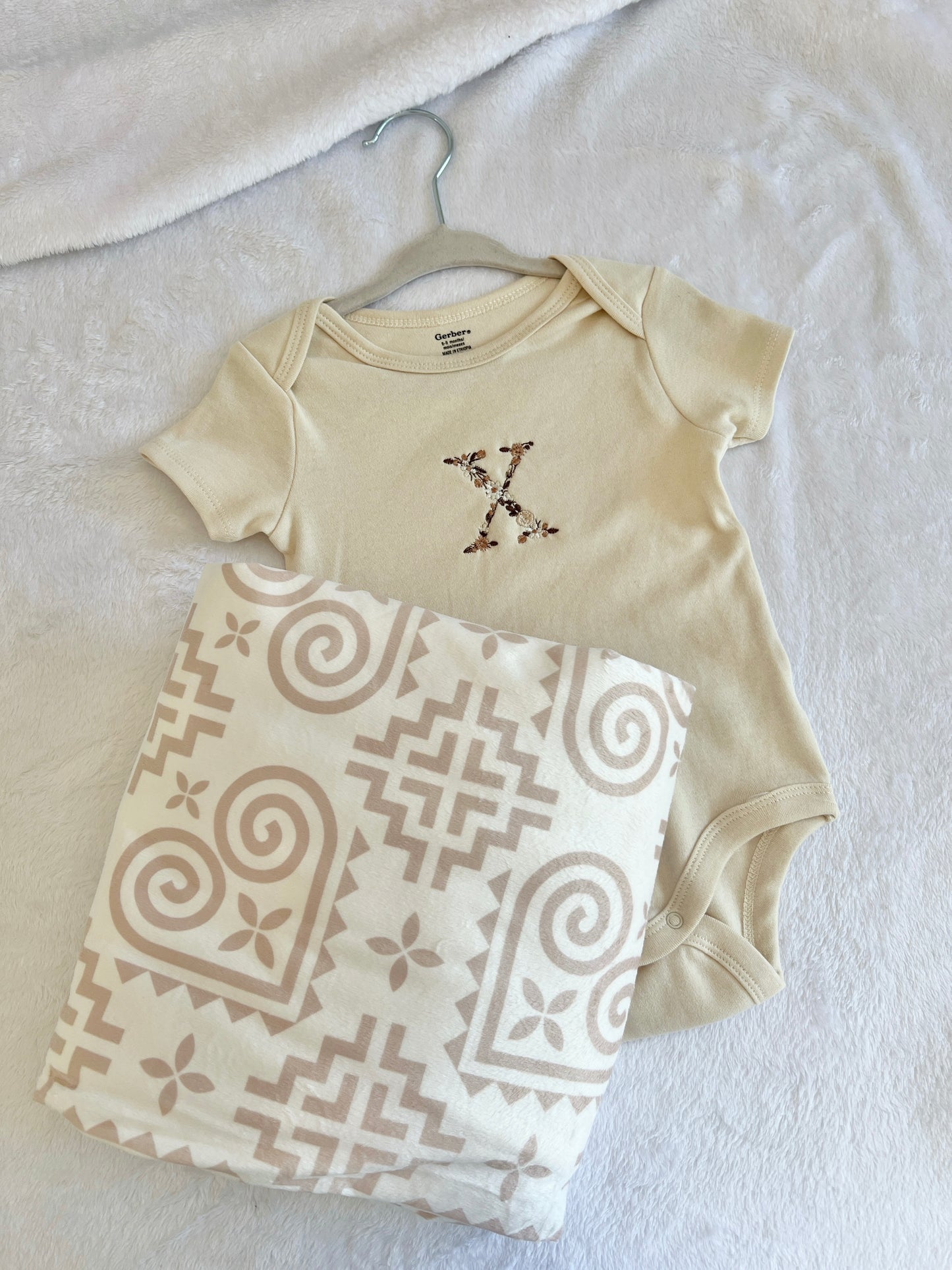 Hmong Pattern Blanket and Infant Bodysuit Bundle