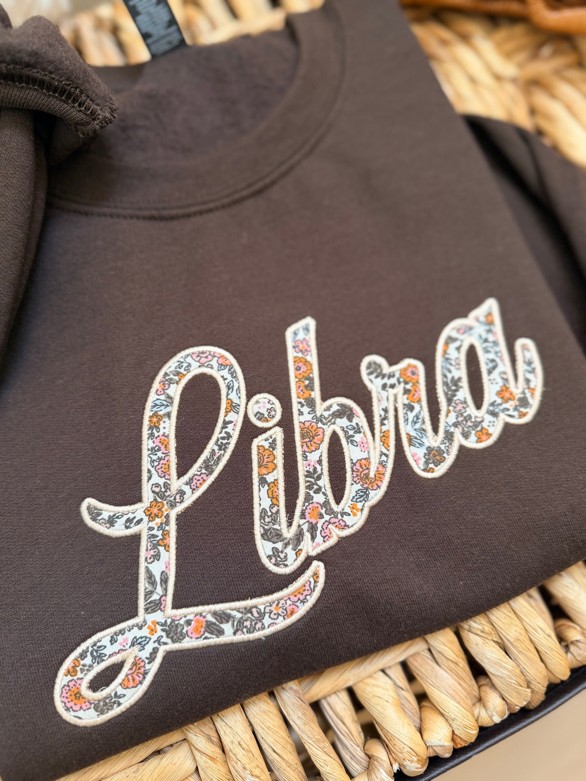 Libra Sweatshirt, Libra Season Sweater, Floral Appliqué Zodiac Sweatshirt, Libra Gift, Astrology Sweater, Birthday Gift for Her