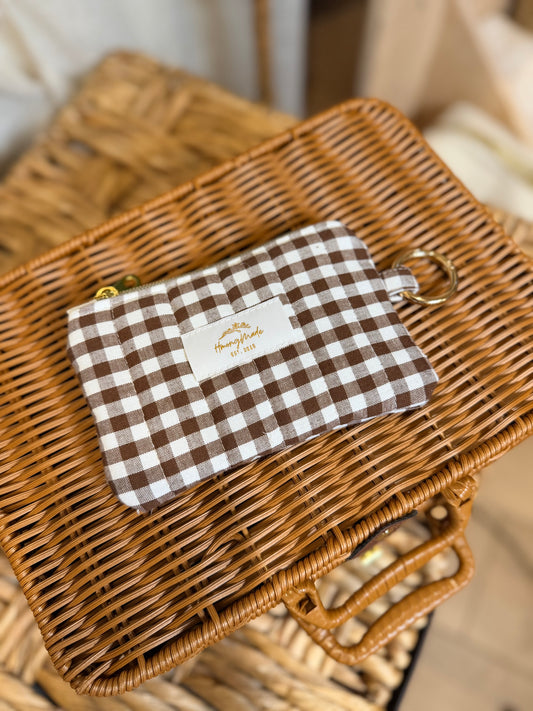 SALE: Brown Gingham Coin Purse