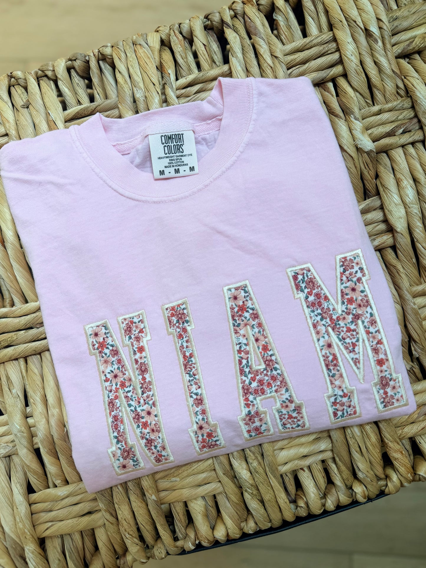 Floral Niam/Nam/Mama T-Shirt | Pink Color