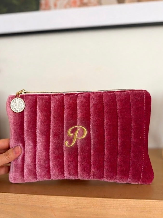 Velvet Flat Zipper Pouch - Personalizable