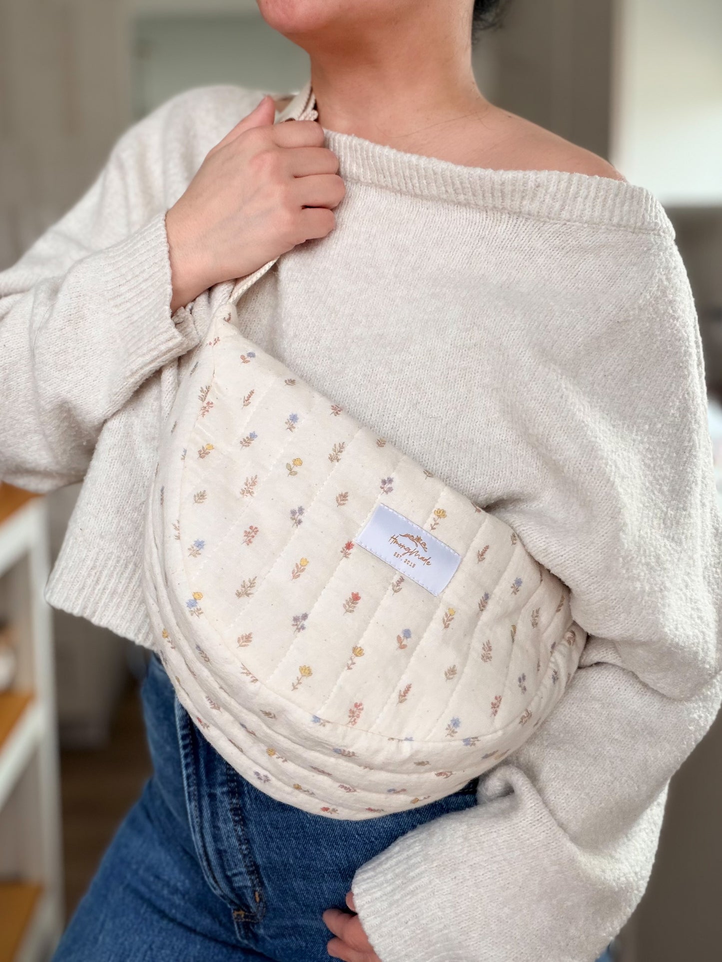 Crescent Moon Bag | Quilted Cotton or Teddy Fabric Crossbody - Personalizable