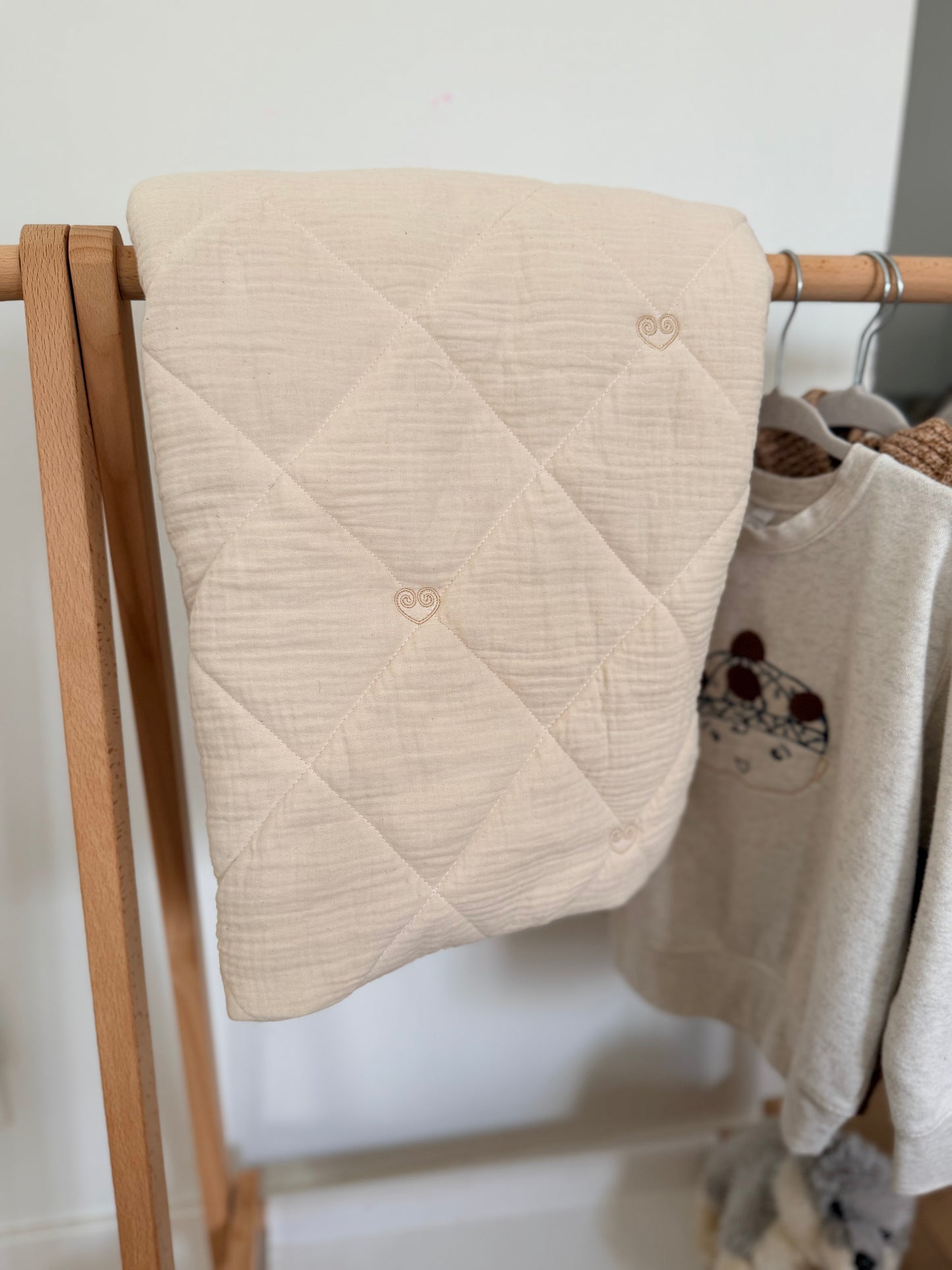 Quilted Double Gauze Hmong Heart Baby Blanket