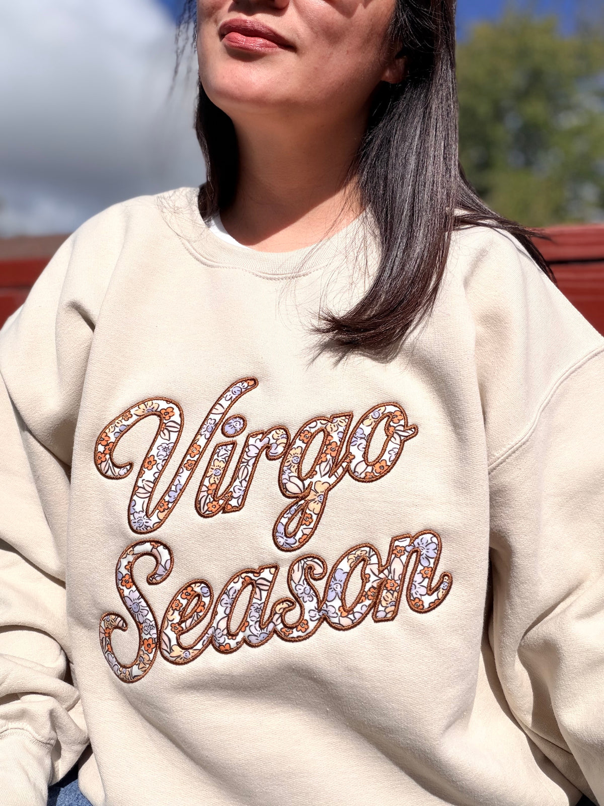 Virgo Sweatshirt, Virgo Season Sweater, Floral Appliqué Zodiac Sweatshirt, Virgo Gift, Astrology Sweater, Birthday Gift for Her