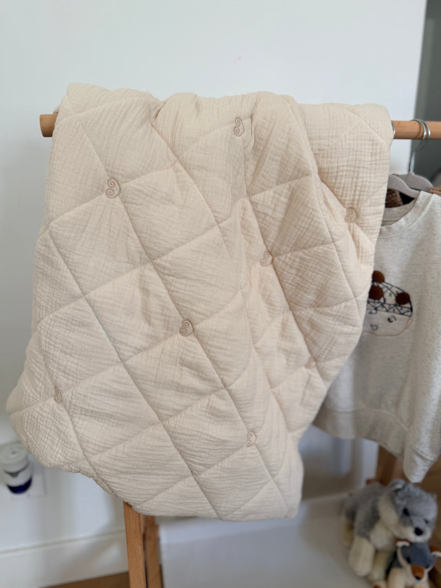 Quilted Double Gauze Hmong Heart Baby Blanket