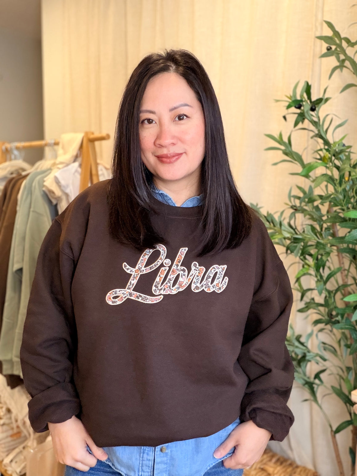 Libra Sweatshirt, Libra Season Sweater, Floral Appliqué Zodiac Sweatshirt, Libra Gift, Astrology Sweater, Birthday Gift for Her