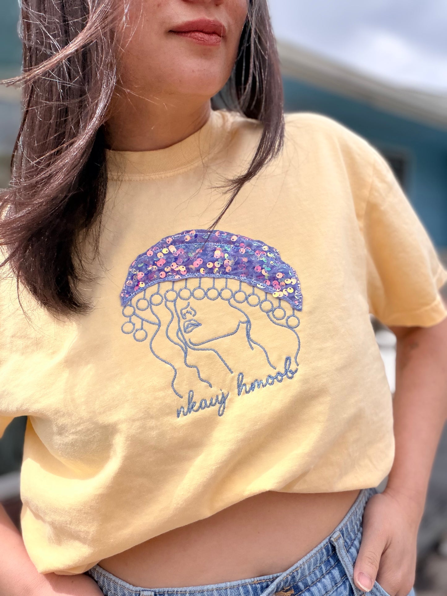 Hmong Girl Lavender Sequin T-shirt