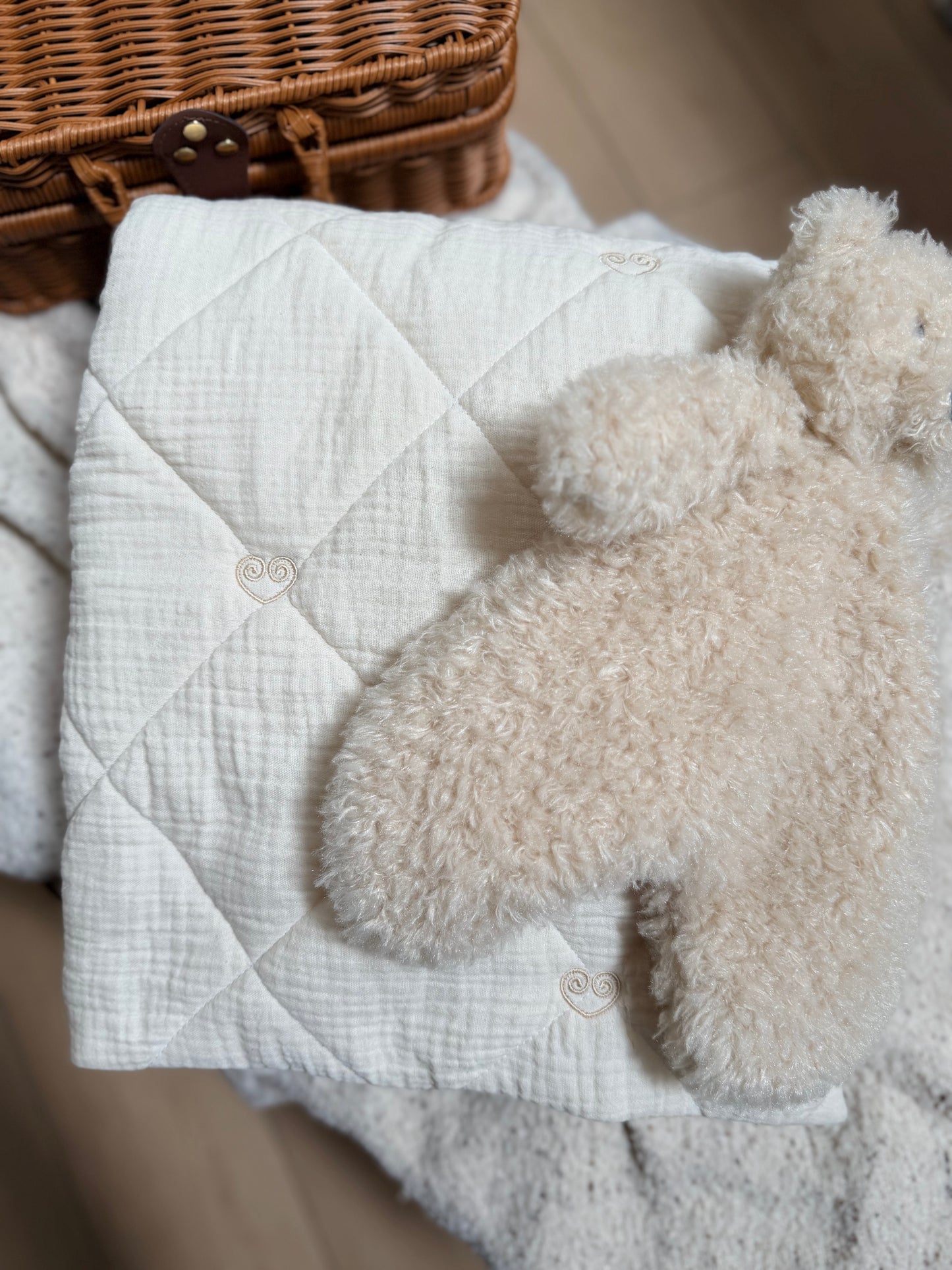 Quilted Double Gauze Hmong Heart Baby Blanket