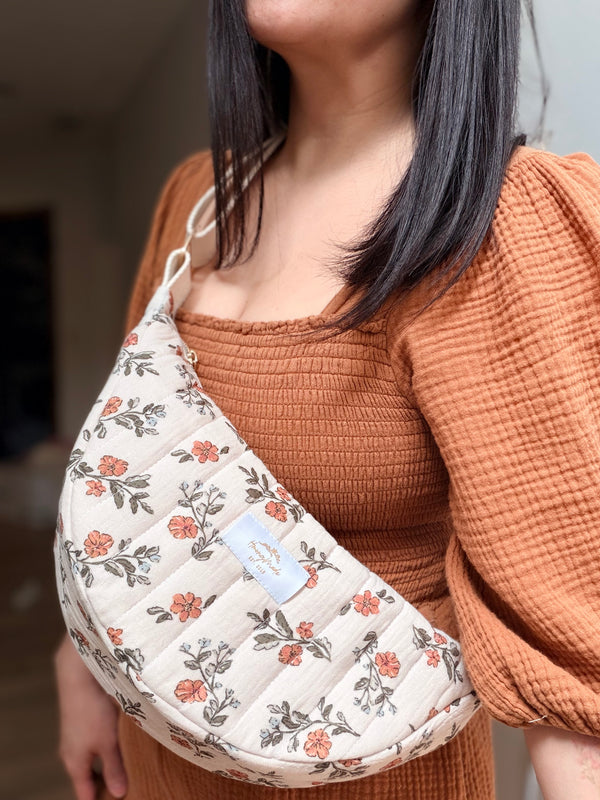 Crescent Moon Bag | Quilted Cotton or Teddy Fabric Crossbody - Personalizable