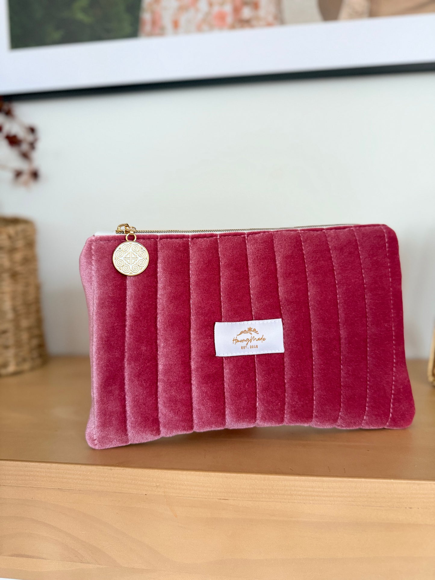 Velvet Flat Zipper Pouch - Personalizable
