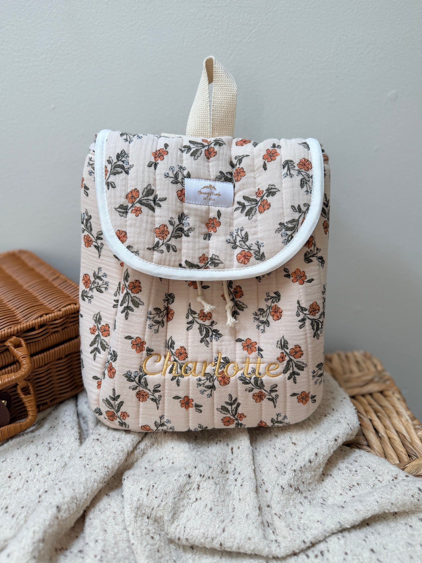 Youth and Adult Backpack – Quilted Double Gauze, Personalizable