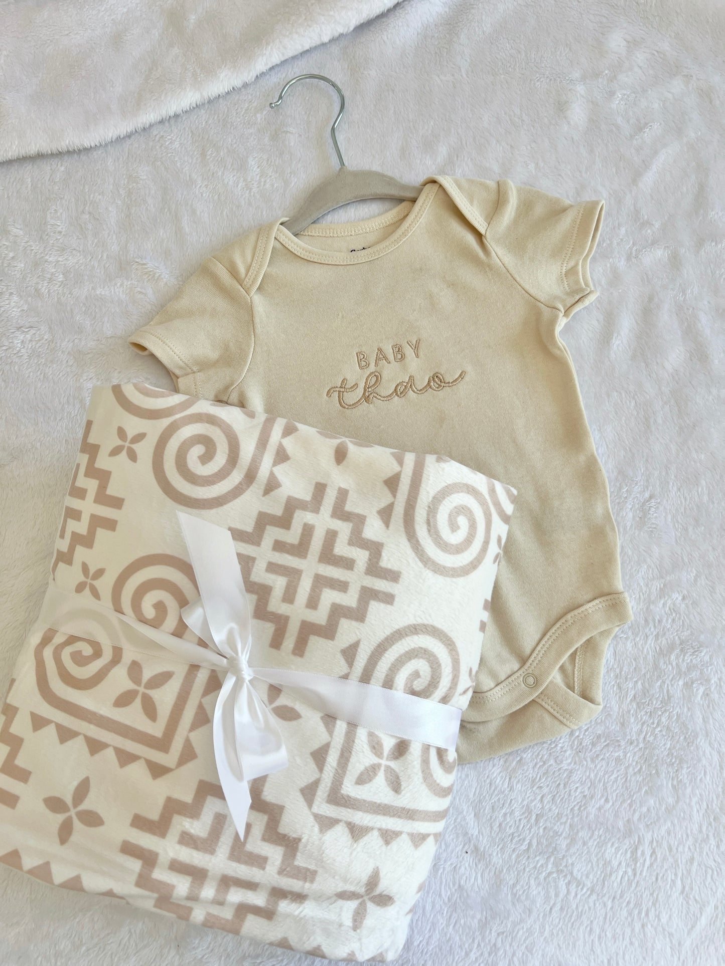 Hmong Pattern Blanket and Infant Bodysuit Bundle