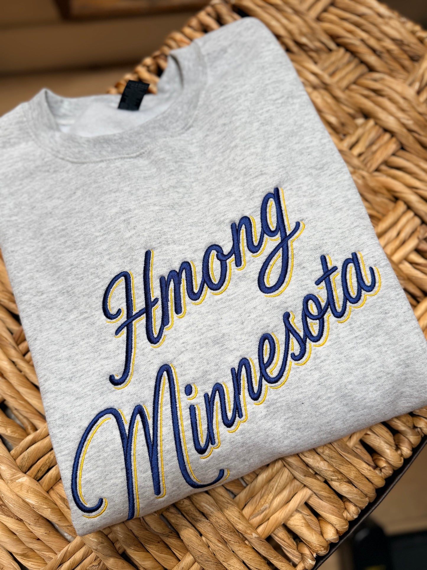 Custom Hmong State Embroidered Sweatshirt | Personalized Gildan Crewneck | Choose Your Sweatshirt + Thread Colors