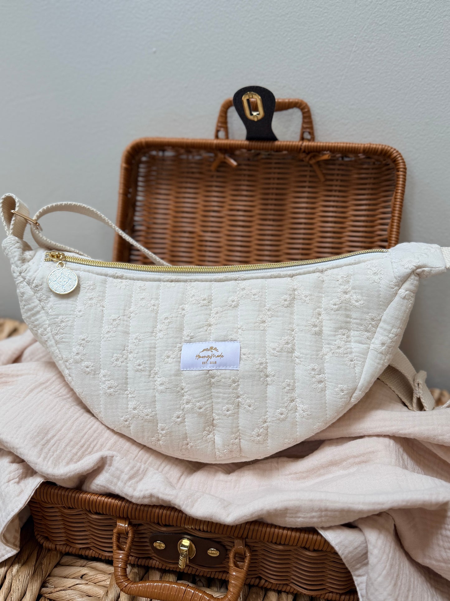 Last Item: Crescent Moon Bag | Embroidered Flowers