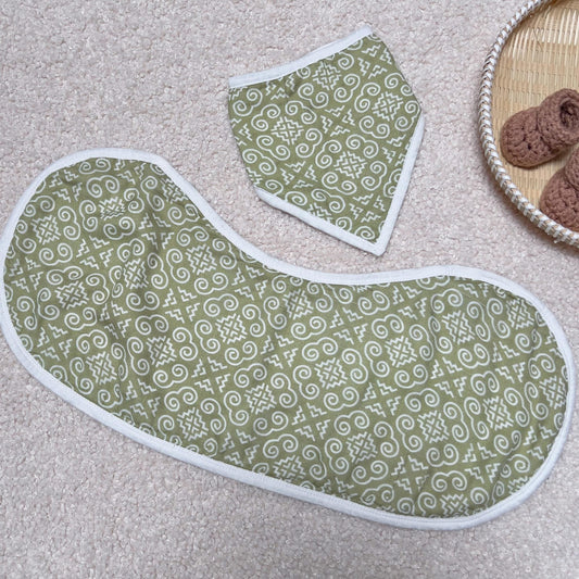 Hmong Pattern Bib and Burp Cloth Set