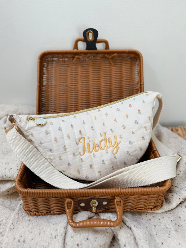 Crescent Moon Bag | Quilted Cotton or Teddy Fabric Crossbody - Personalizable