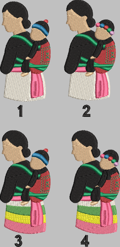Hmong Mother & Child Embroidered Tote | Personalized Floral Canvas/Demin Bag