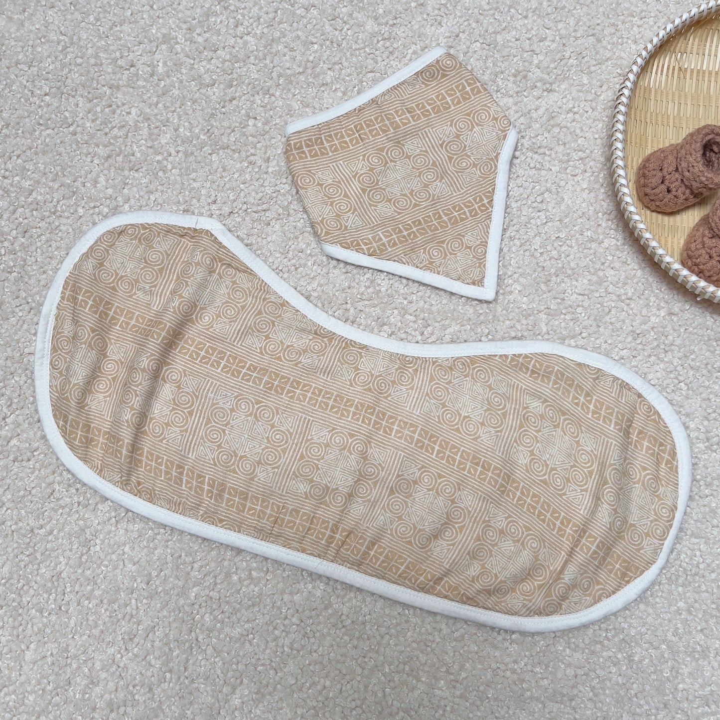 Hmong Pattern Bib and Burp Cloth Set