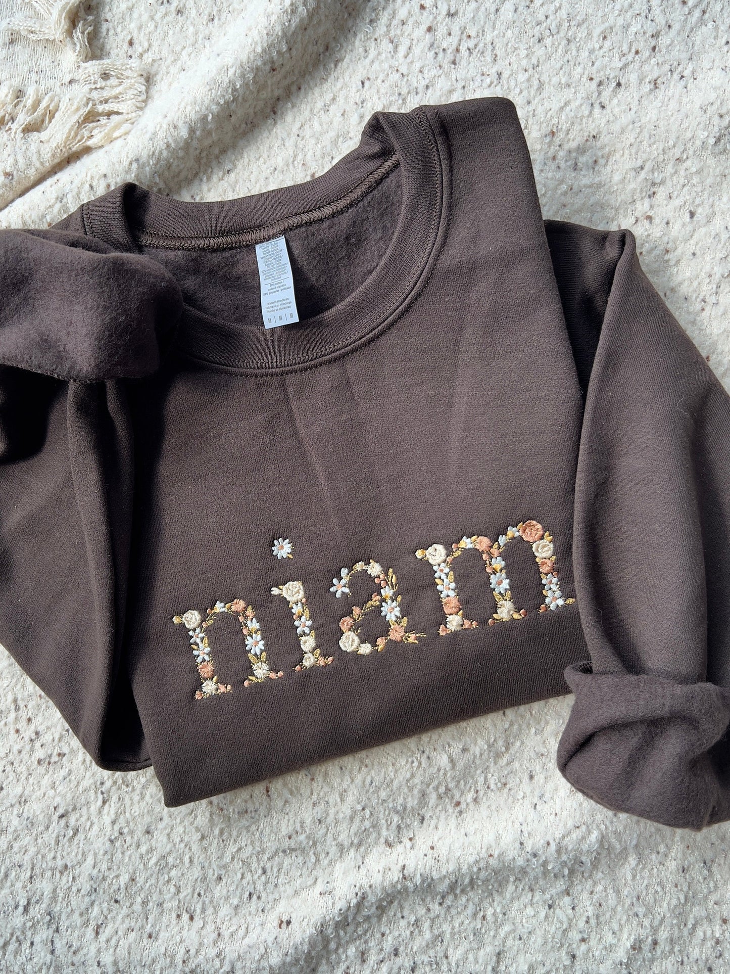 Floral Niam/Nam/Mama Sweater (Chocolate Color)