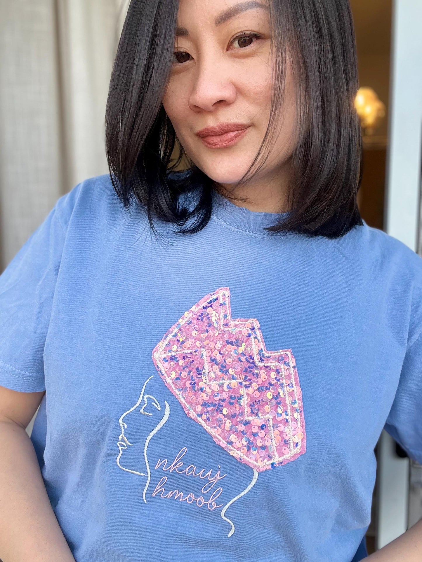 Hmong Girl Pink Sequin T-shirt