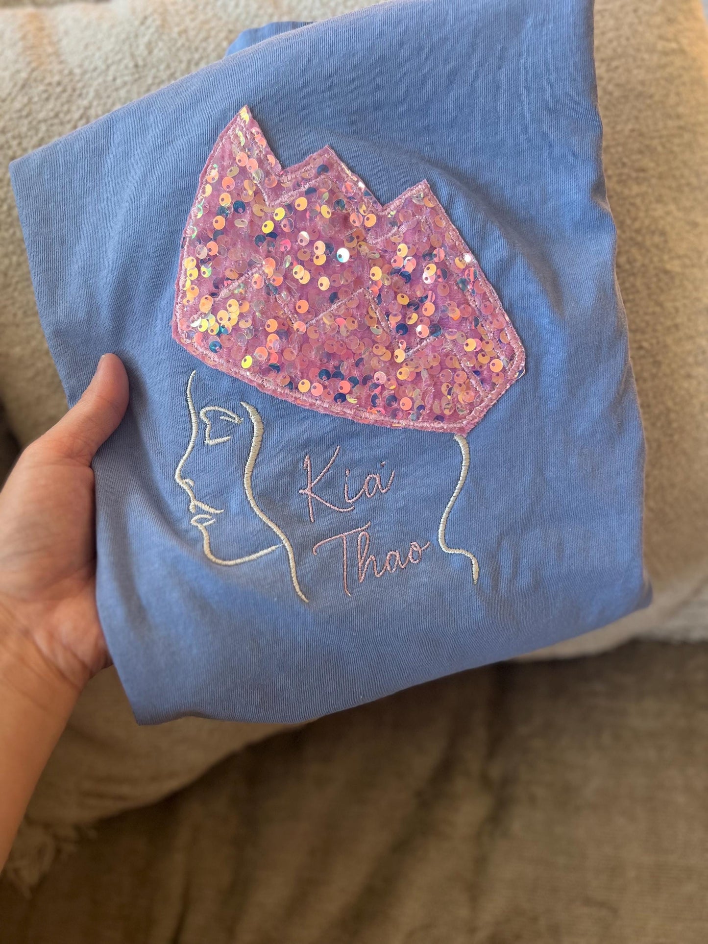 Hmong Girl Pink Sequin T-shirt