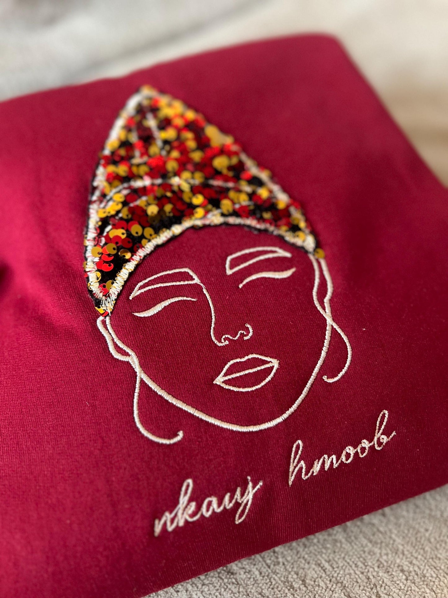 Hmong Girl Red Sequin Sweater