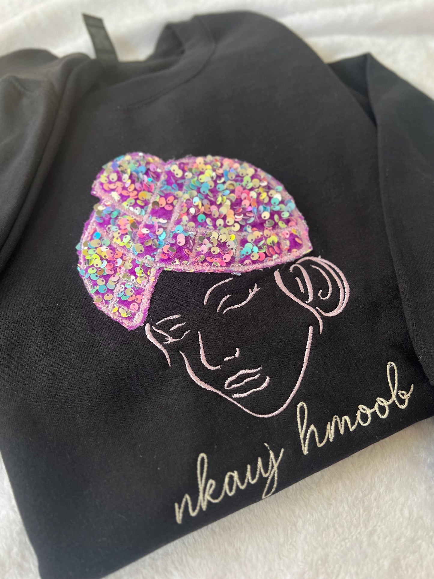 Hmong Girl Purple Sequin Sweater (Youth)