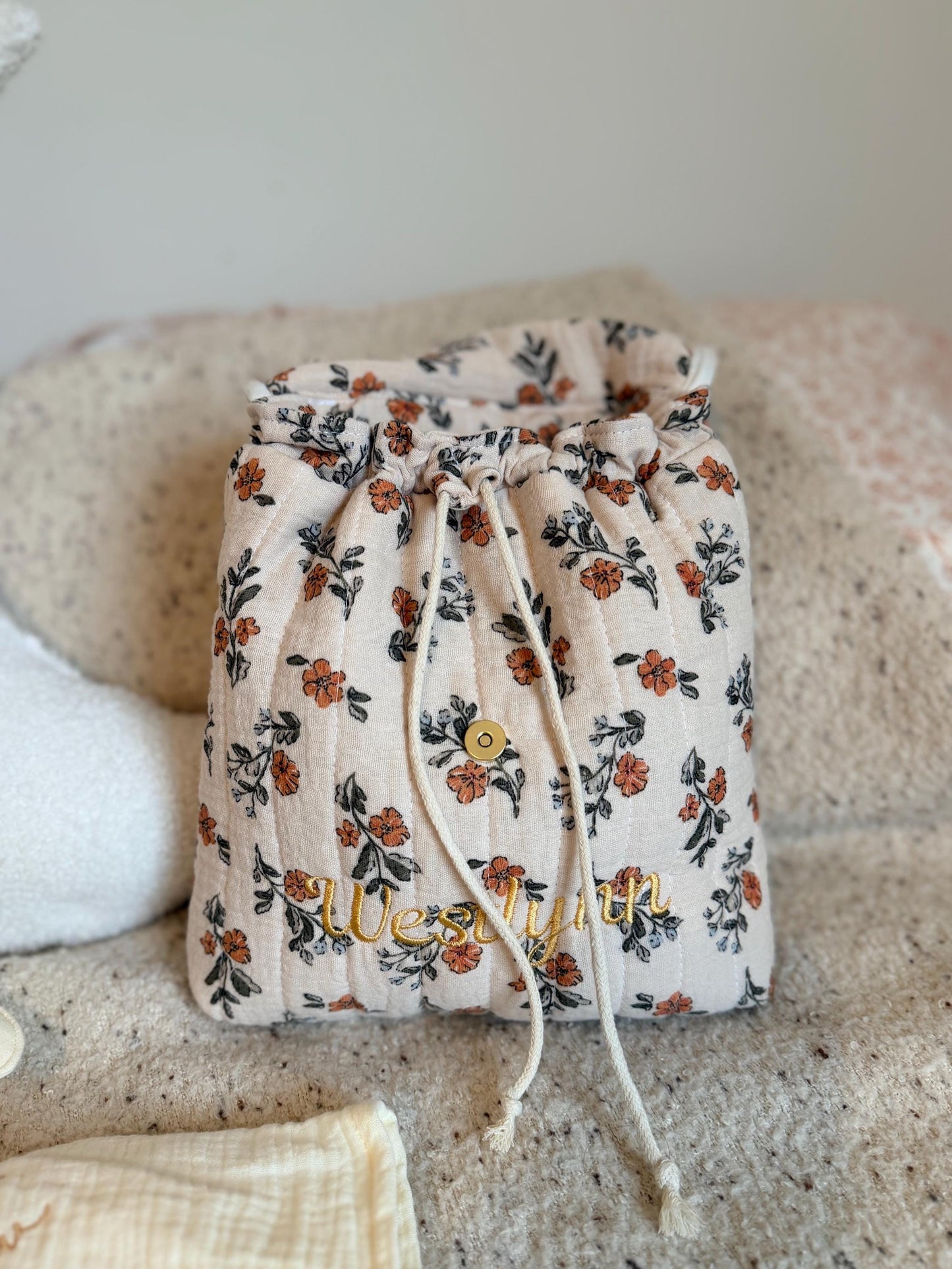 Mini Children’s Backpack – Quilted Double Gauze, Personalizable