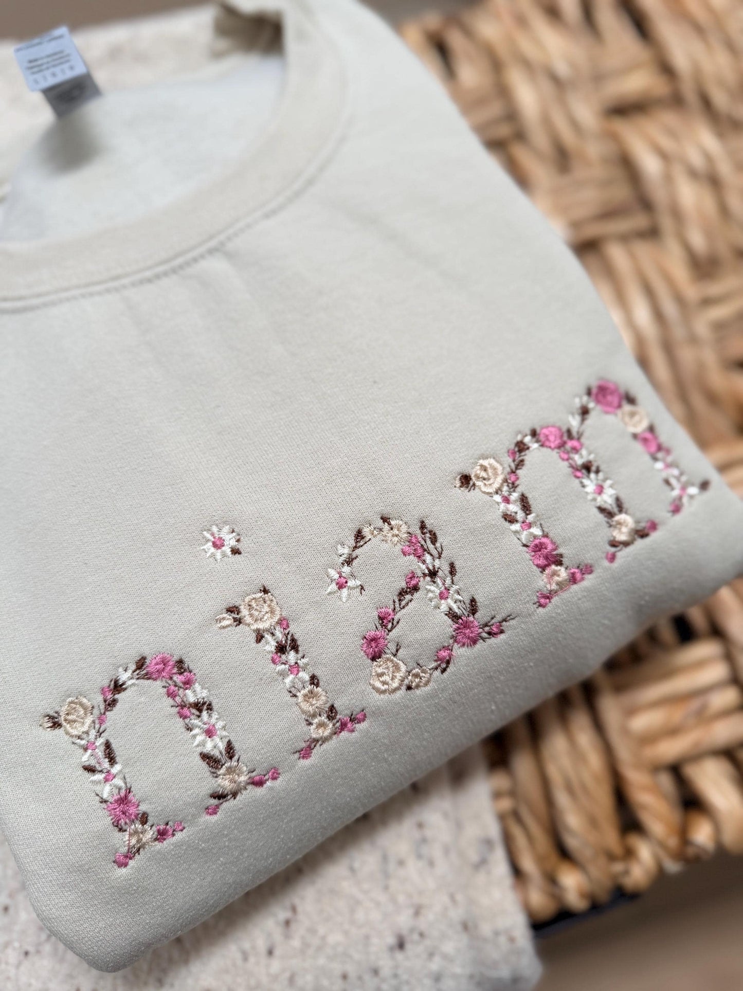 Floral Niam/Nam/Mama Sweater (Dusty Rose)