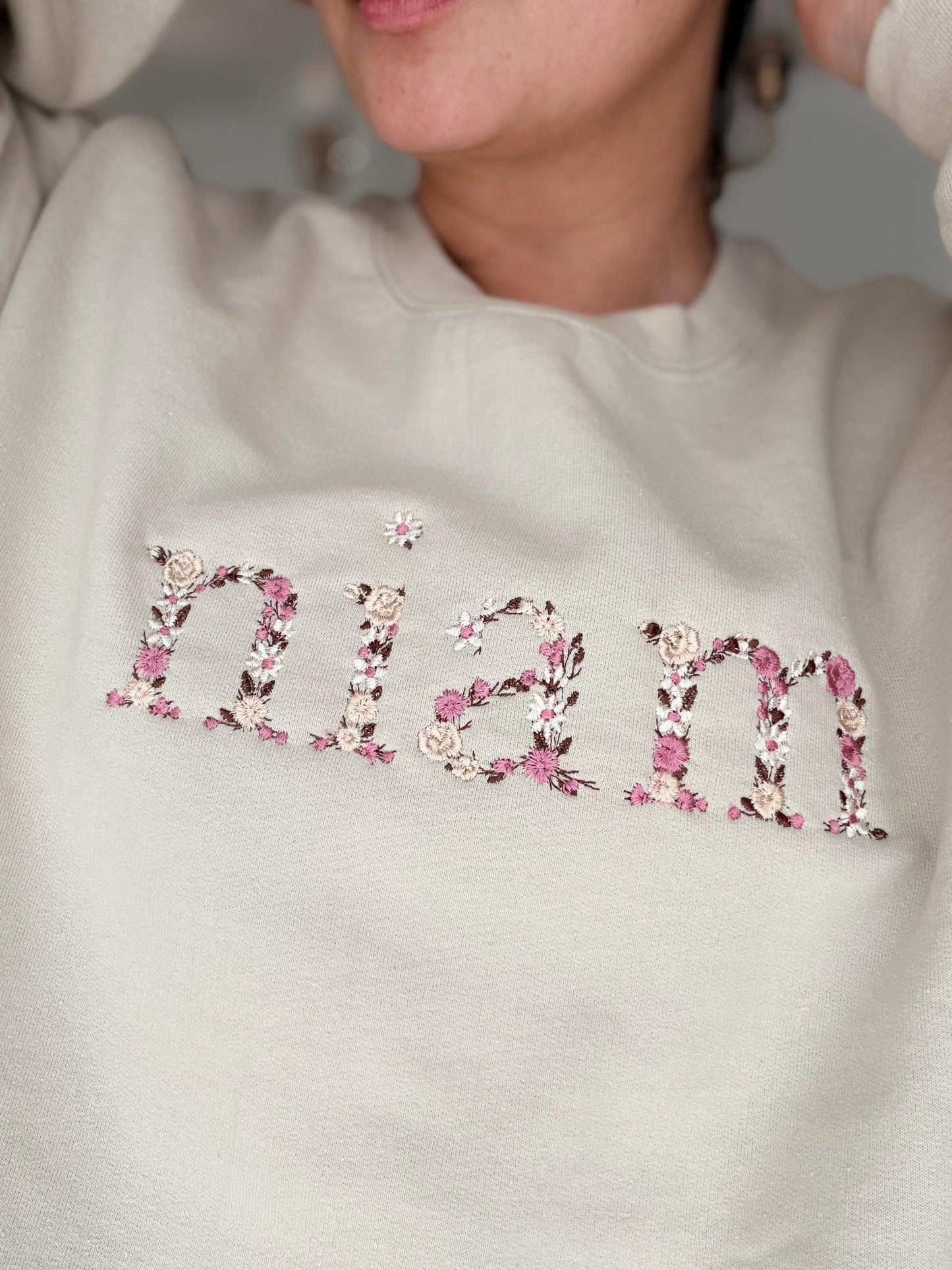 Floral Niam/Nam/Mama Sweater (Dusty Rose)