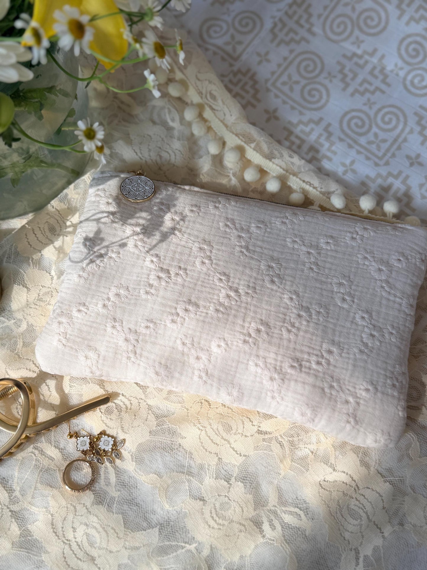 Wedding Flat Pouch: Hmong Zipper Pull or Classic Zipper Pull