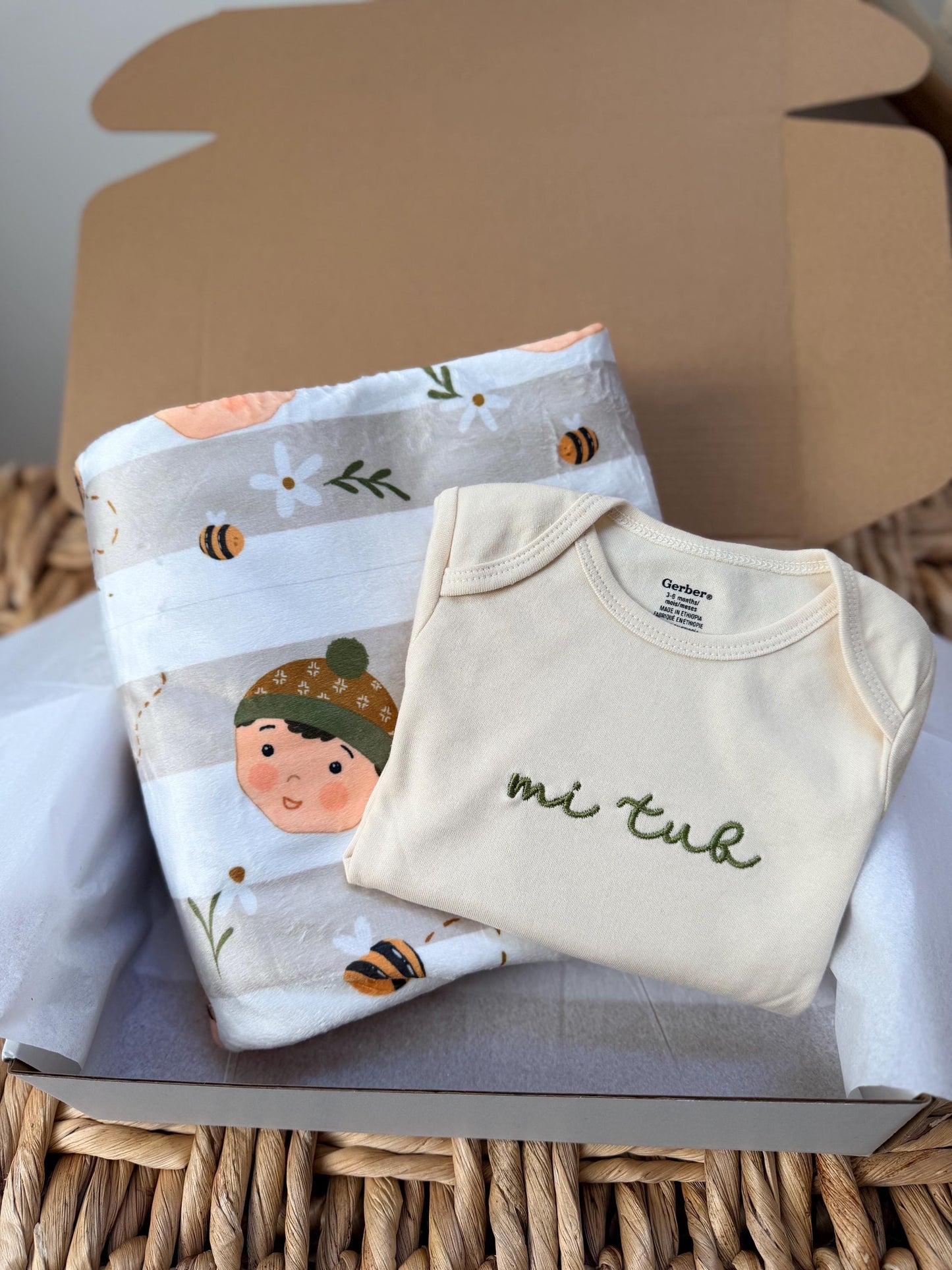 Mi Tub (son) Blanket and Infant Bodysuit Gift Box - Discounted